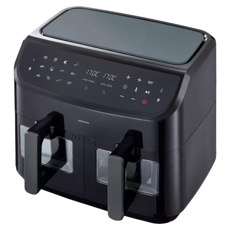MEDION LIFE P20 Double 8,7 L 2600 W Heißluftfritteuse Schwarz