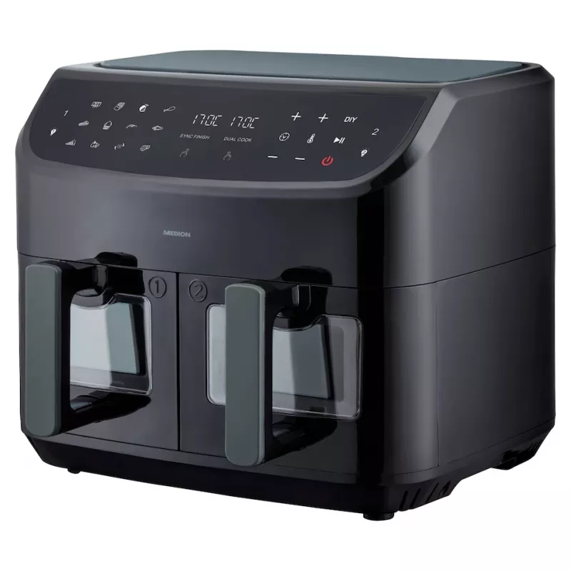 MEDION LIFE P20 Double 8,7 L 2600 W Heißluftfritteuse Schwarz