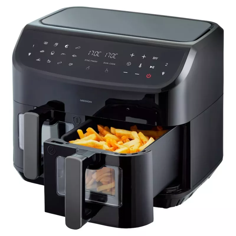 MEDION LIFE P20 Double 8,7 L 2600 W Heißluftfritteuse Schwarz