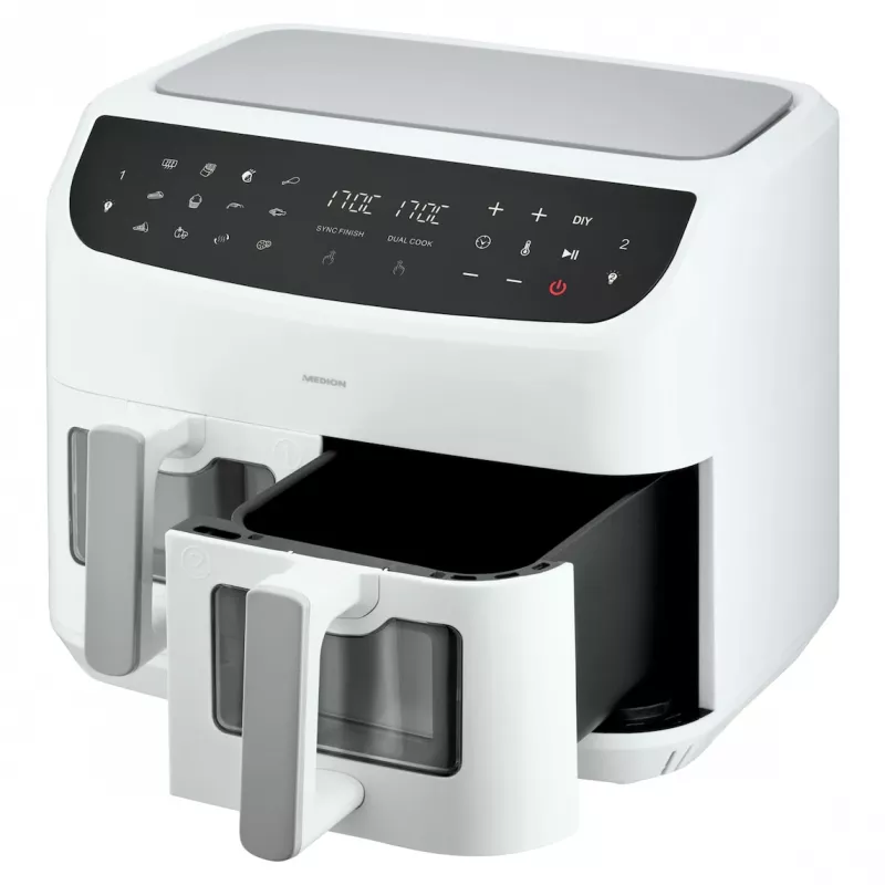 MEDION LIFE P20 Double 8.7 L 2600 W Heißluftfritteuse Weiß