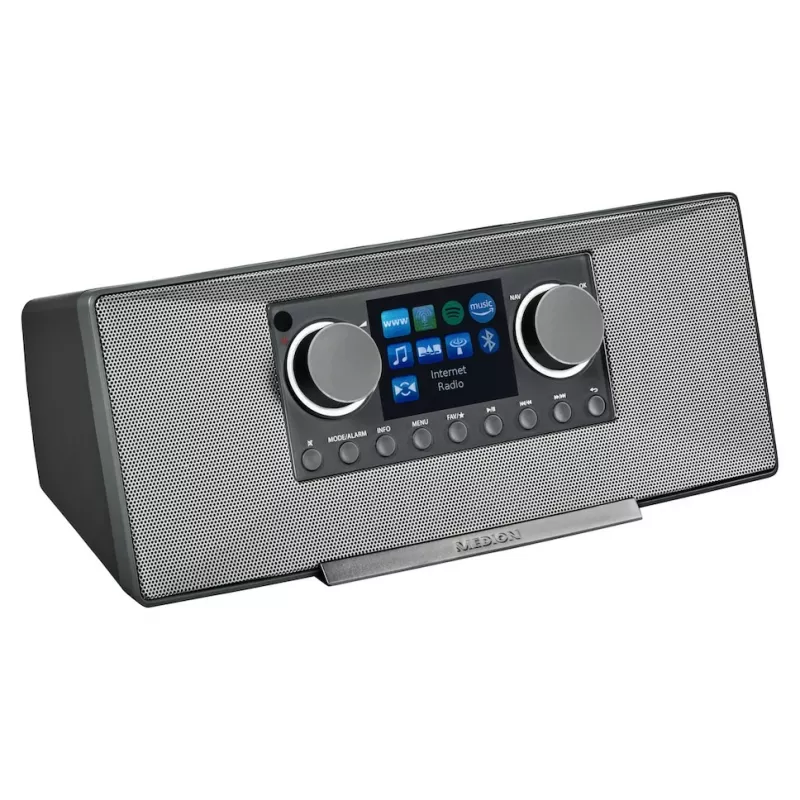 Internetradio MEDION LIFE P85333 — DAB+ / FM, 12 W RMS, 2,8 Zoll TFT, Wi‑Fi 802.11a/b/g, 3,5 mm Klinke, grau