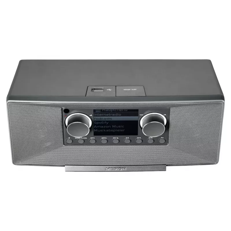 Internetradio MEDION LIFE P85333 — DAB+ / FM, 12 W RMS, 2,8 Zoll TFT, Wi‑Fi 802.11a/b/g, 3,5 mm Klinke, grau