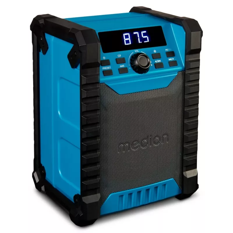 Tragbares Digitalradio MEDION LIFE E65895 (MD 43895) — PLL-Tuner, 10 W RMS, LCD, Bluetooth 10 m, IP54, externe Antenne, schwarz/blau