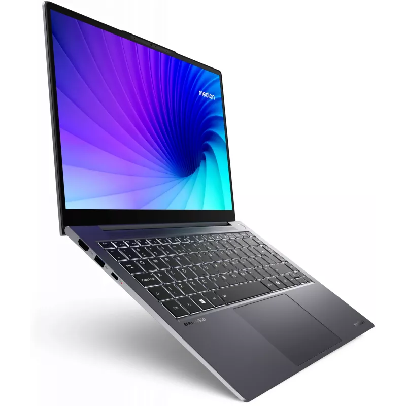 MEDION SPRCHRGD 14 S1 Elite MD62637 Snapdragon X1E-78-100 Laptop 35,6 cm (14 Zoll) WQXGA+ 16 GB LPDDR5-SDRAM 512 GB SSD Wi-Fi 6E (802.11ax) Windows 11 Home US-Englisch Grau