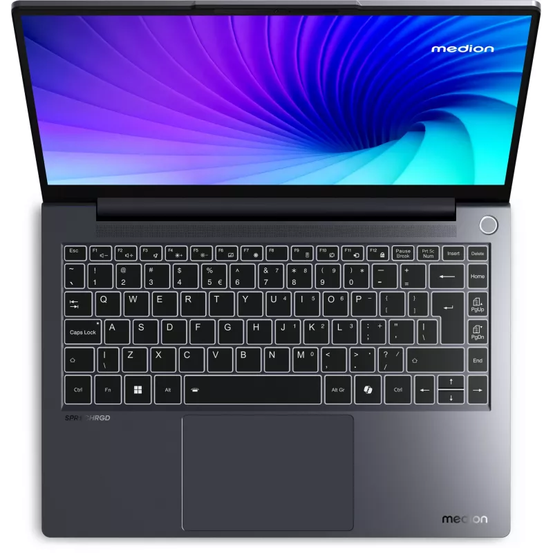 MEDION SPRCHRGD 14 S1 Elite MD62637 Snapdragon X1E-78-100 Laptop 35,6 cm (14 Zoll) WQXGA+ 16 GB LPDDR5-SDRAM 512 GB SSD Wi-Fi 6E (802.11ax) Windows 11 Home US-Englisch Grau