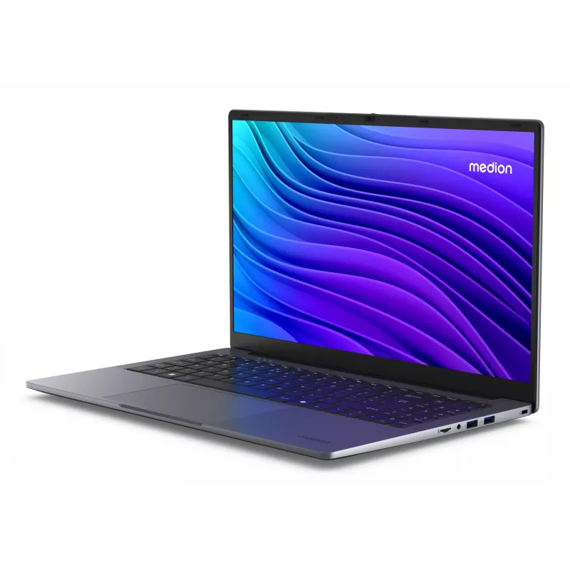 MEDION AKOYA E15223 Intel® N N100 Laptop 39,6 cm (15,6 Zoll) Full HD 4 GB LPDDR5-SDRAM 128 GB Flash Wi-Fi 5 (802.11ac) Windows 11 Home im S-Modus US Englisch Grau
