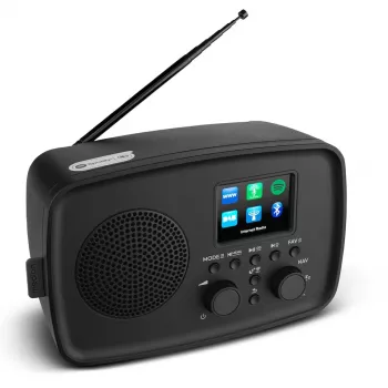 Internetradio MEDION 50078817 — DAB+/FM, Wi‑Fi (802.11a/b/g), 5W RMS, 2,4 Zoll TFT, schwarz, Spotify-Unterstützung, IPX1