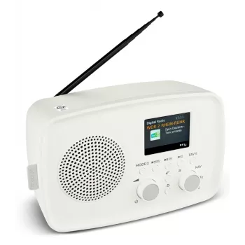 Persönliches Radio MEDION MD89288 — DAB+ / FM, 5 W RMS, TFT 6,1 cm (2,4″), weiß, AC 100–240 V