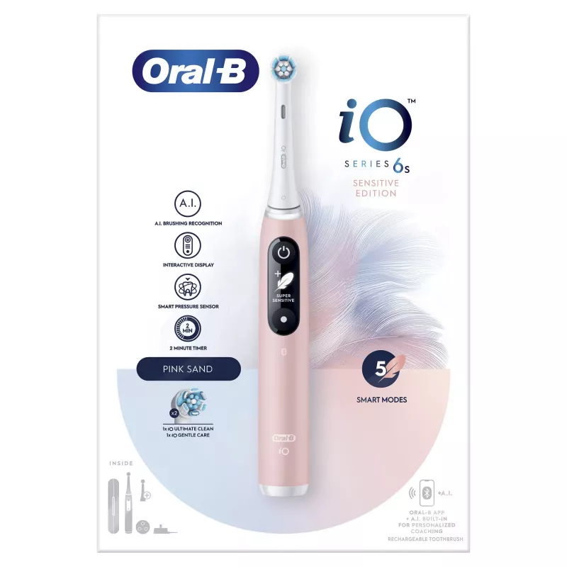 Oral-B iO 6S Erwachsenen-Vibrationszahnbürste Rosa, Weiß