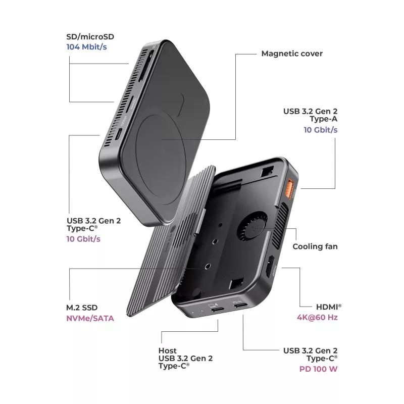 ICY BOX IB-DK4071M-CU31 USB 3.2 Gen 2 (3.1 Gen 1) Typ-C Schwarz