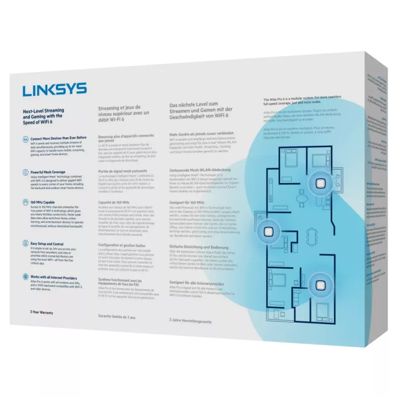 Linksys AX5400 Whole Home Mesh WiFi 6 Dual-Band System, 2er-Pack