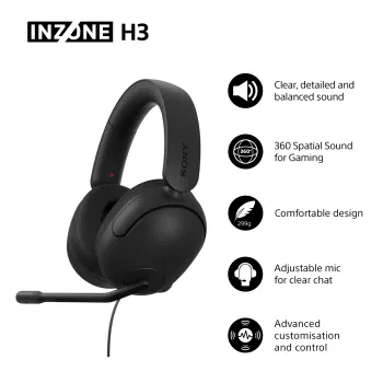 Kabelgebundenes Over-Ear-Headset Sony INZONE H3 – Schwarz, Modell MDRG300B.CE7