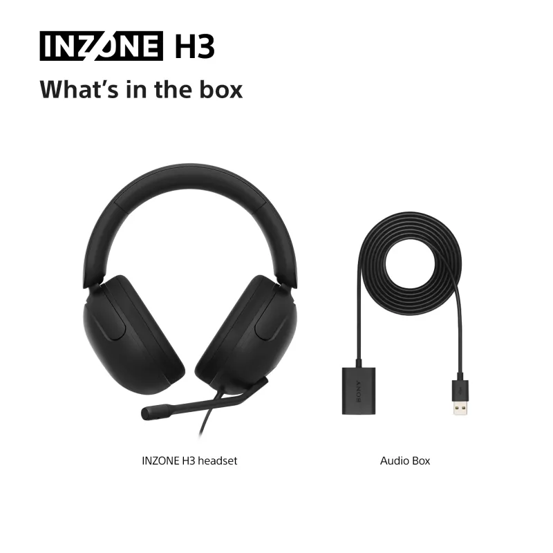 Kabelgebundenes Over-Ear-Headset Sony INZONE H3 – Schwarz, Modell MDRG300B.CE7