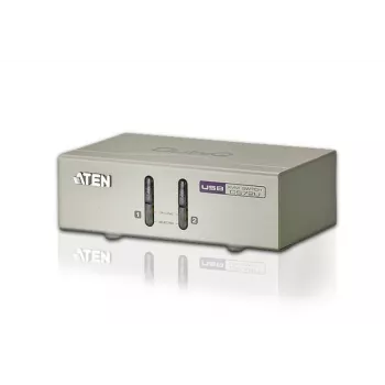 ATEN 2-Port USB VGA KVM mit Audio (KVM-Kabel enthalten), 2048 x 1536 Pixel, QXGA, 0,142 W, Grau