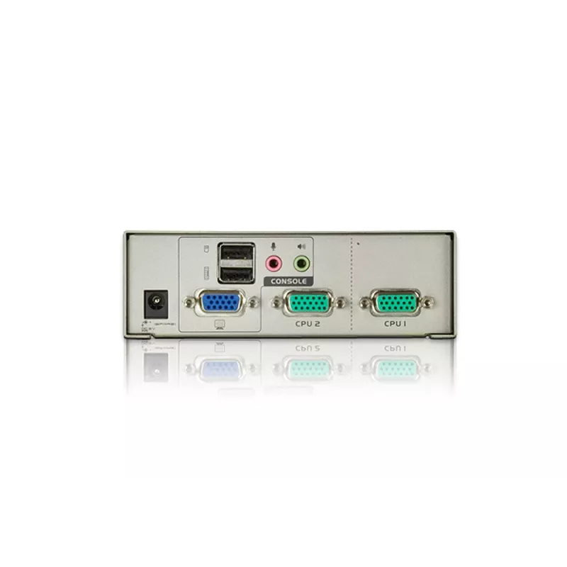ATEN 2-Port USB VGA KVM mit Audio (KVM-Kabel enthalten), 2048 x 1536 Pixel, QXGA, 0,142 W, Grau