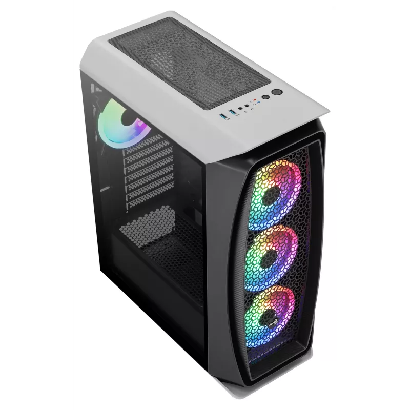 Aerocool AEROONEDUOWHV1 Gaming ATX-Gehäuse 4xARGB-Lüfter Weiß