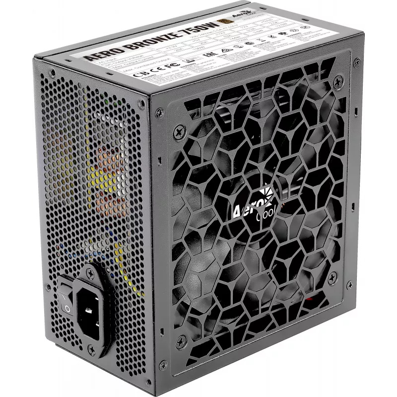 PC-Netzteil AEROCOOL AEROB750 750W 80 PLUS Bronze Non-Modular 230V Silent Schwarz