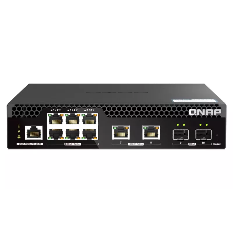 QNAP QSW-M2106PR-2S2T Netzwerk-Switch Managed L2 10G Ethernet (100/1000/10000) Power over Ethernet (PoE) 1U Schwarz