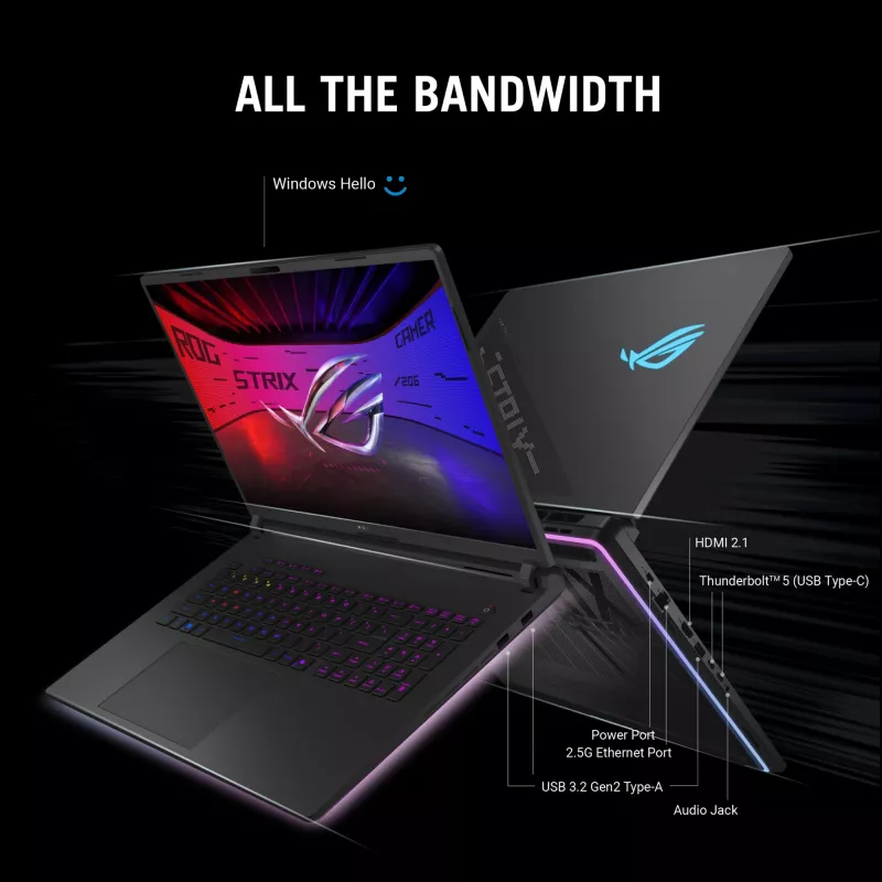 ASUS ROG Strix SCAR 18 G835LW-SA038W Intel Core Ultra 9 275HX Laptop 45,7 cm (18 Zoll) WQXGA 64 GB DDR5-SDRAM 2 TB SSD NVIDIA GeForce RTX 5080 Wi-Fi 7 (802.11be) Windows 11 Home Schwarz