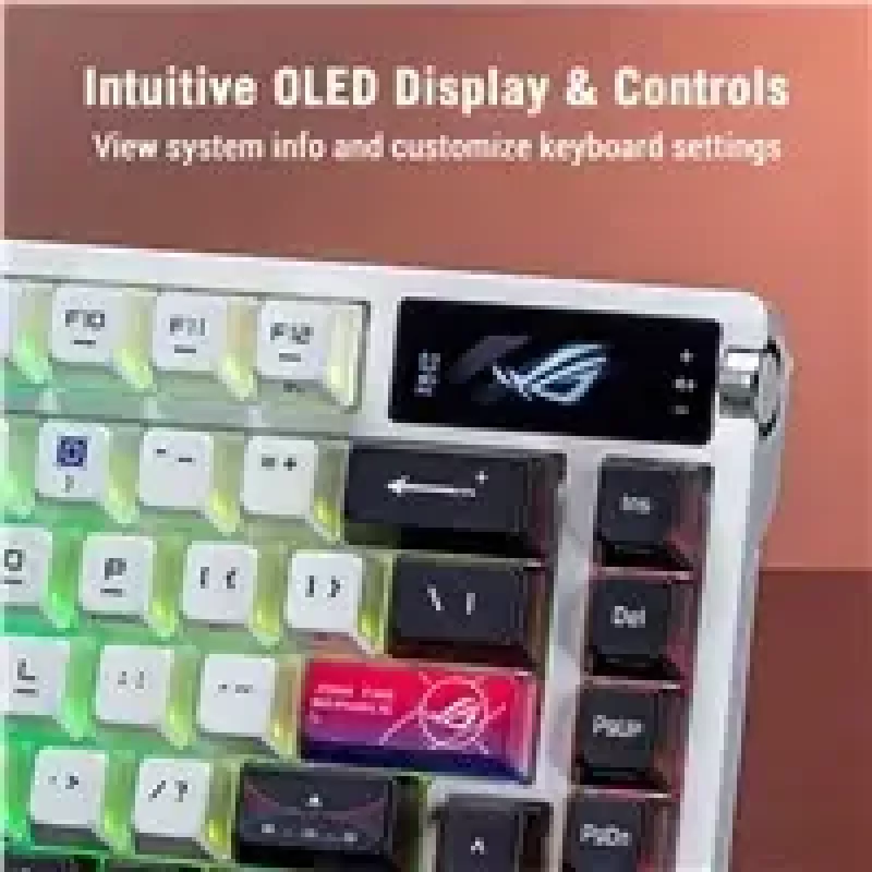 Mechanische kabellose Tastatur ASUS ROG Azoth X — US-Layout, Bluetooth & RF 2,4 GHz, Weiß