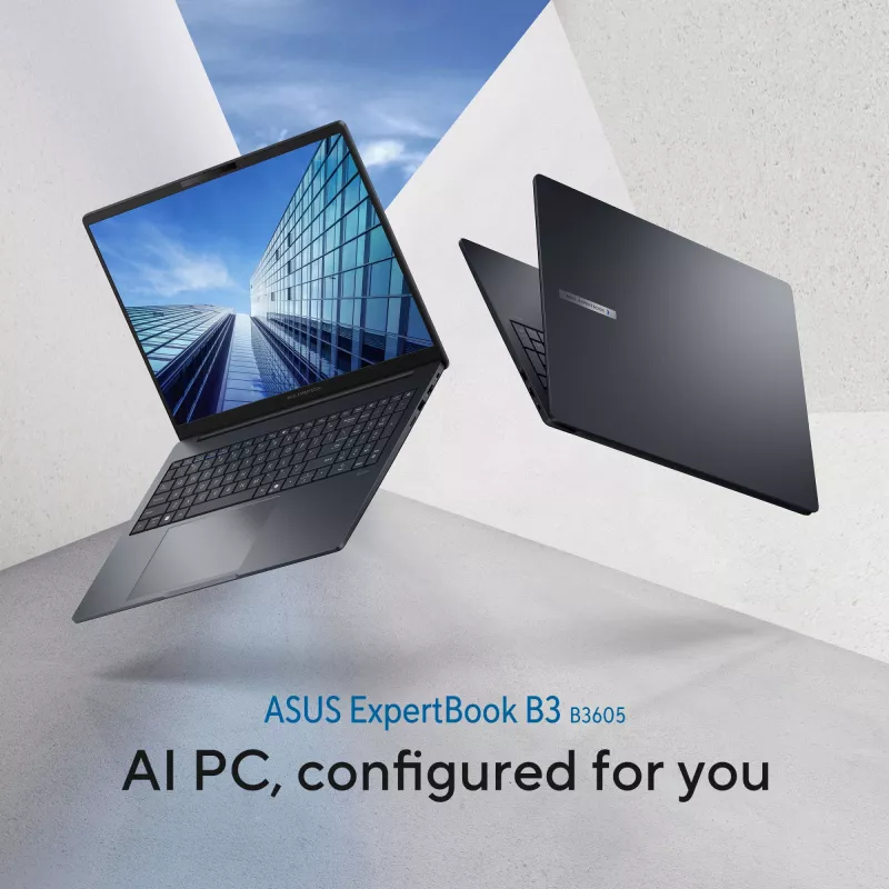 ASUS ExpertBook B3 B3605CCA-MB0370X Intel Core Ultra 5 225H Laptop 40,6 cm (16 Zoll) WUXGA 16 GB DDR5-SDRAM 512 GB SSD Wi-Fi 6E (802.11ax) Windows 11 Pro US International Schwarz, Grau