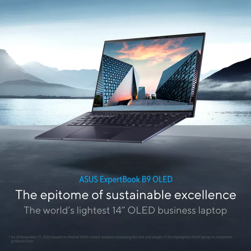 ASUS ExpertBook B9 OLED B9403CVAR-PP1678X Intel Core 7 150U Laptop 35.6 cm (14 Zoll) WQXGA+ 32 GB LPDDR5x-SDRAM 1 TB SSD Wi-Fi 6E (802.11ax) Windows 11 Pro Französisch Schwarz