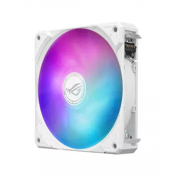 All-in-one-Flüssigkeitskühler ASUS ROG Ryuo IV SLC 360 ARGB White Edition — 360-mm-Radiator, 3×120-mm-Lüfter, AMOLED-Anzeige, Unterstützung für LGA 1700