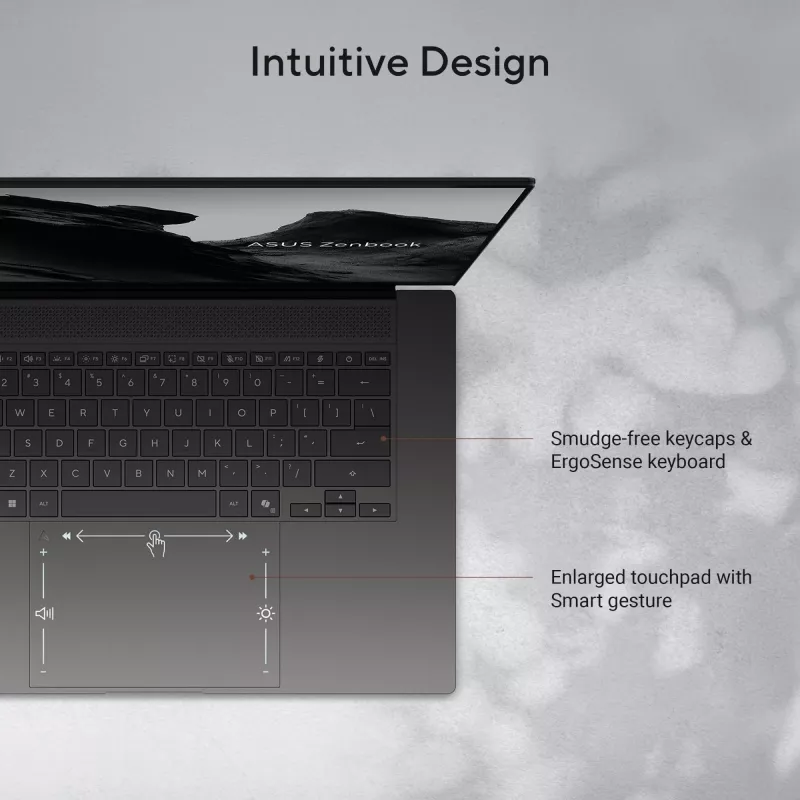 ASUS Zenbook S16 UM5606GA-SS180W Copilot+ PC AMD Ryzen AI 9 465 Laptop 40,6 cm (16 Zoll) 3K 32 GB LPDDR5x-SDRAM 1 TB SSD Wi-Fi 7 (802.11be) Windows 11 Home Dutch Grau