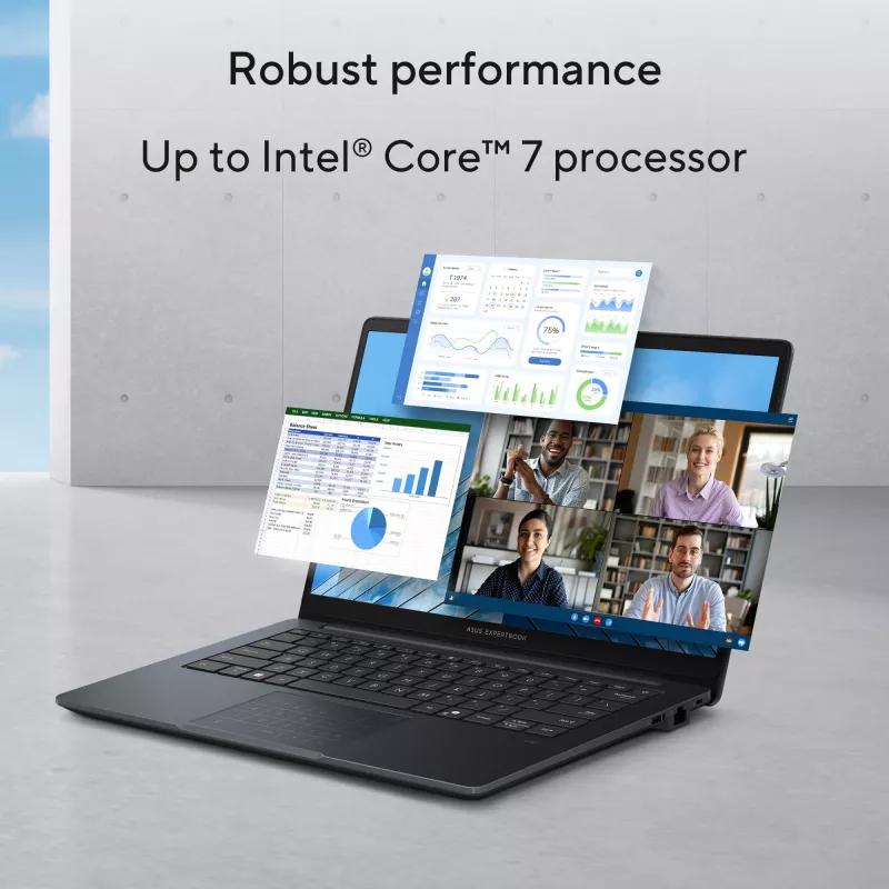 ASUS ExpertBook B1 B1403CVA-S68350X Intel Core 7 150U Laptop 35.6 cm (14 Zoll) Full HD 16 GB DDR5-SDRAM 512 GB SSD Wi-Fi 6E (802.11ax) Windows 11 Pro US International Grau