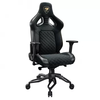 Gaming-Stuhl Cougar Titan Pro V2 Gold F — universeller Gaming-Stuhl, gepolsterte Sitzfläche, 780 mm Breite, 136–144 cm Höhe, max. Belastung 160 kg, schwarz
