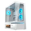 COUGAR CFV235 Vision Midi-Tower-PC-Gehäuse – ARGB, 23,3 cm (9,16 Zoll) LCD, gehärtetes Glas, weiß, unterstützt ATX/Micro-ITX, 2x 3,5 Zoll + 2x 2,5 Zoll