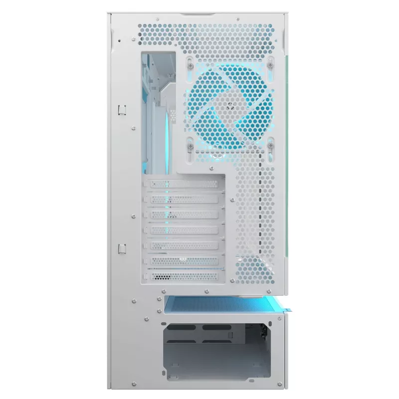 COUGAR CFV235 Vision Midi-Tower-PC-Gehäuse – ARGB, 23,3 cm (9,16 Zoll) LCD, gehärtetes Glas, weiß, unterstützt ATX/Micro-ITX, 2x 3,5 Zoll + 2x 2,5 Zoll