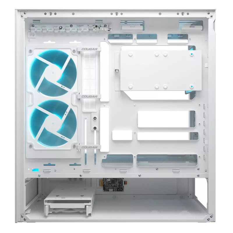 COUGAR CFV235 Vision Midi-Tower-PC-Gehäuse – ARGB, 23,3 cm (9,16 Zoll) LCD, gehärtetes Glas, weiß, unterstützt ATX/Micro-ITX, 2x 3,5 Zoll + 2x 2,5 Zoll