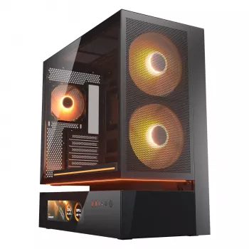 COUGAR PC Midi Tower Gehäuse CFV235 Vision — ARGB, 23,3 cm (9,16″) LCD 1920×462, Mesh, Vorne 2×160 mm, Hinten 1×120 mm, Schwarz