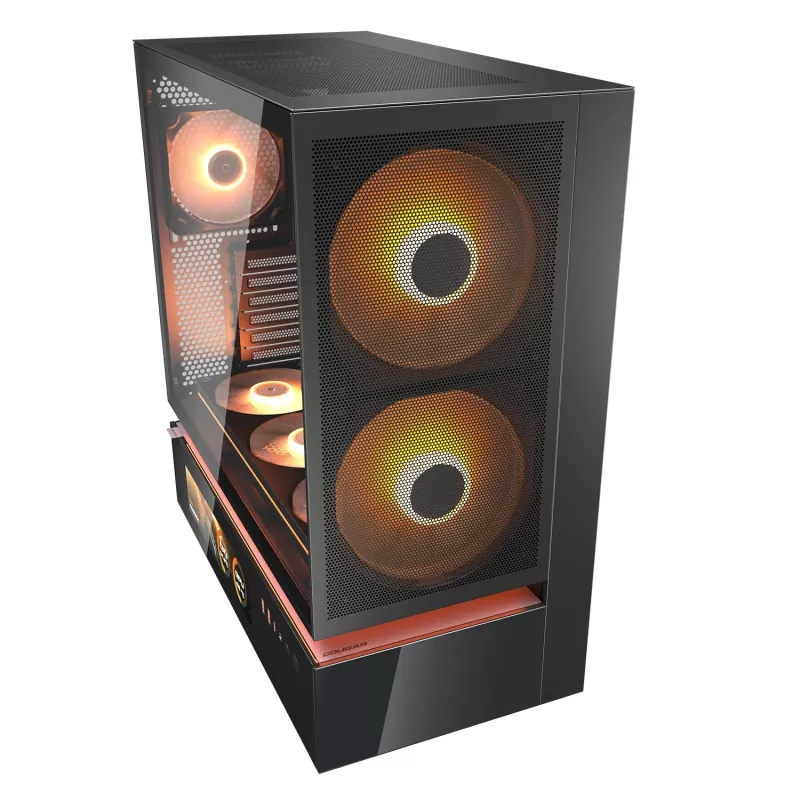 COUGAR PC Midi Tower Gehäuse CFV235 Vision — ARGB, 23,3 cm (9,16″) LCD 1920×462, Mesh, Vorne 2×160 mm, Hinten 1×120 mm, Schwarz