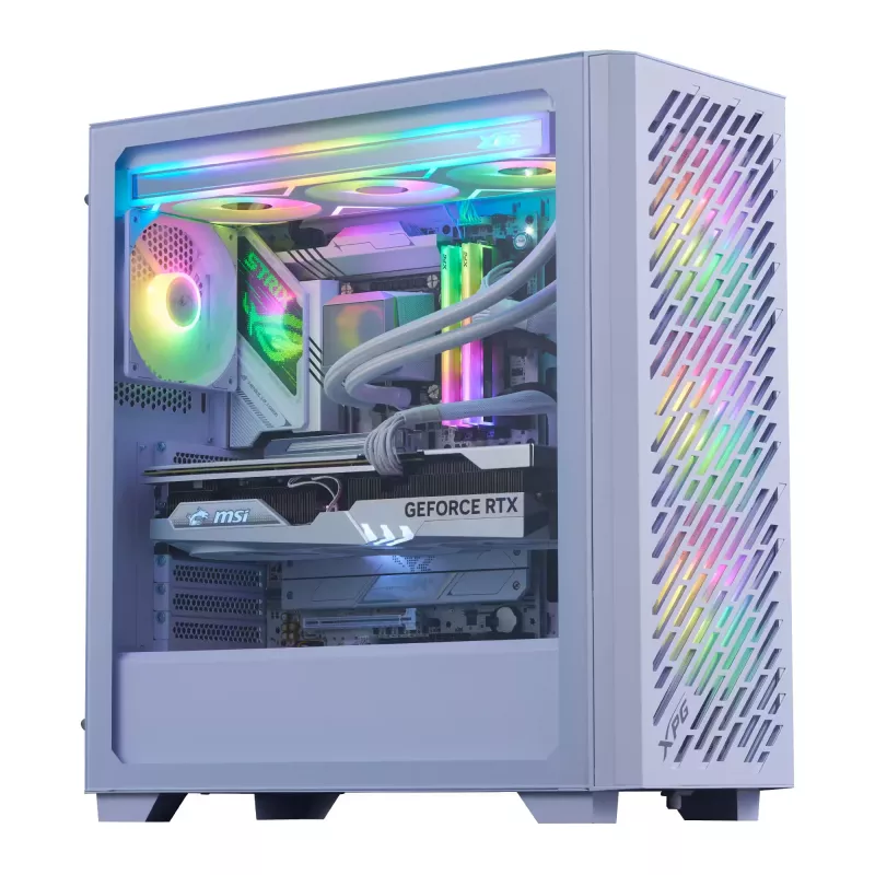 XPG VALOR AIR PRO Mid-Tower Gehäuse, Midi Tower, PC, Weiß, ATX, EATX, micro ATX, Mini-ATX, SPCC, Gehärtetes Glas, Mehrfarbig