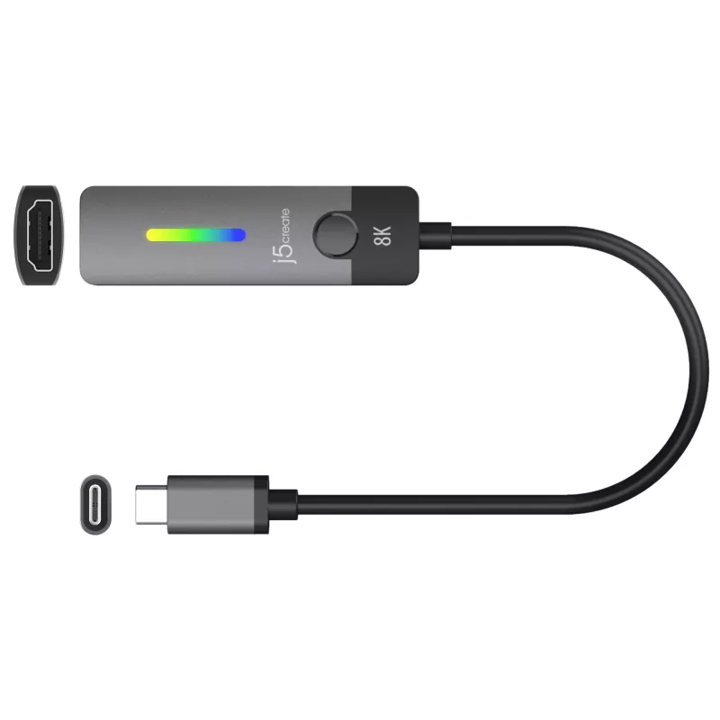j5create JCA157-N USB-C auf HDMI 2.1 8K Adapter, 10 cm