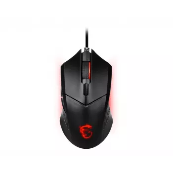 MSI CLUTCH GM08 Optische Gaming-Maus '4200 DPI optischer Sensor, 6 programmierbare Tasten, symmetrisches Design, langlebiger Schalter mit über 10 Millionen Klicks, Gewichtsanpassung, rote LED'