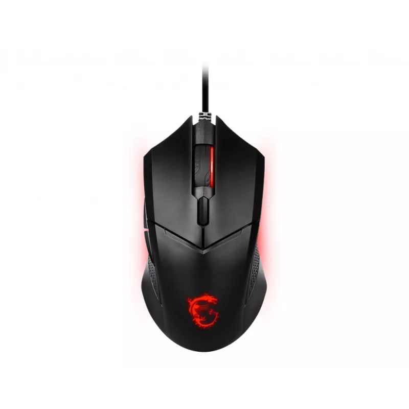 MSI CLUTCH GM08 Optische Gaming-Maus '4200 DPI optischer Sensor, 6 programmierbare Tasten, symmetrisches Design, langlebiger Schalter mit über 10 Millionen Klicks, Gewichtsanpassung, rote LED'