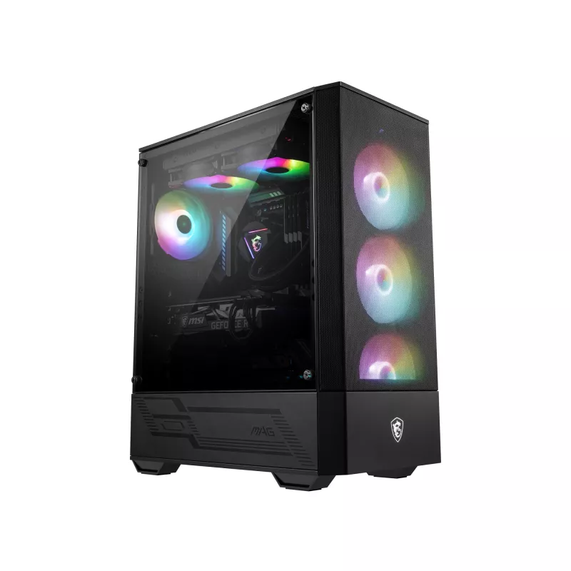 MSI MAG FORGE 111R Mid Tower Gaming Computer Case 'Schwarz, 1x 120mm ARGB PWM-Lüfter, 1-6 ARGB-Hub, Mystic Light Sync, Tempered Glass Panel, ATX, mATX, mini-ITX'
