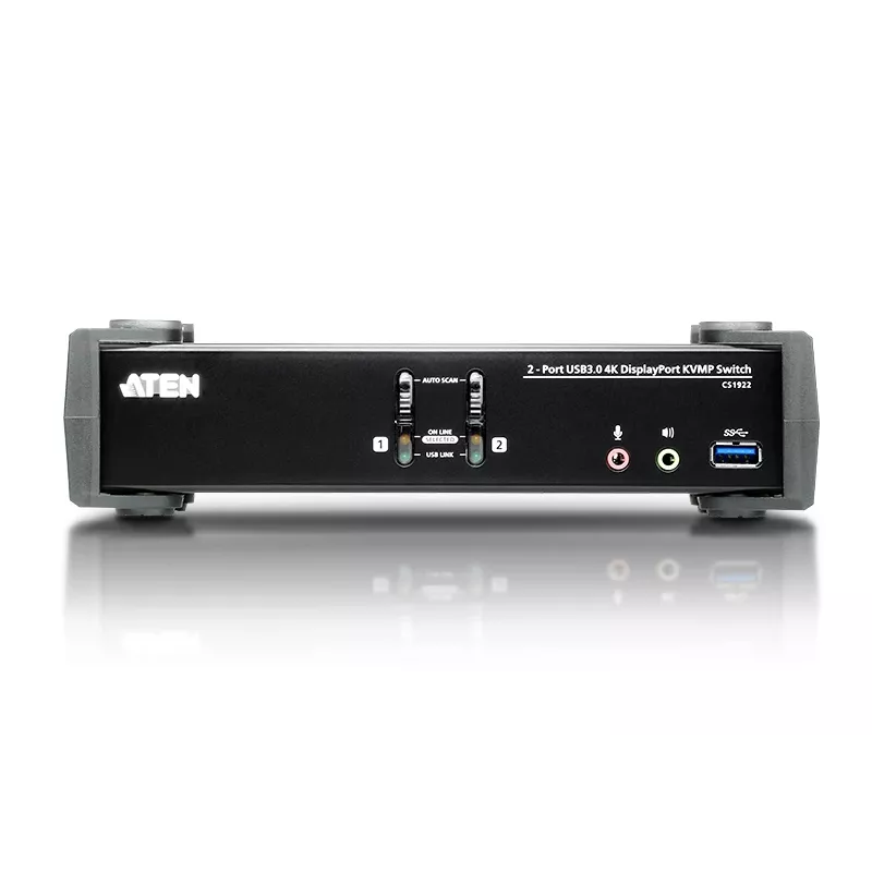 ATEN 2-Port USB 3.1 Gen 1 4K DisplayPort 1.2 KVMP™ Switch mit Audio (KVM-Kabel im Lieferumfang)