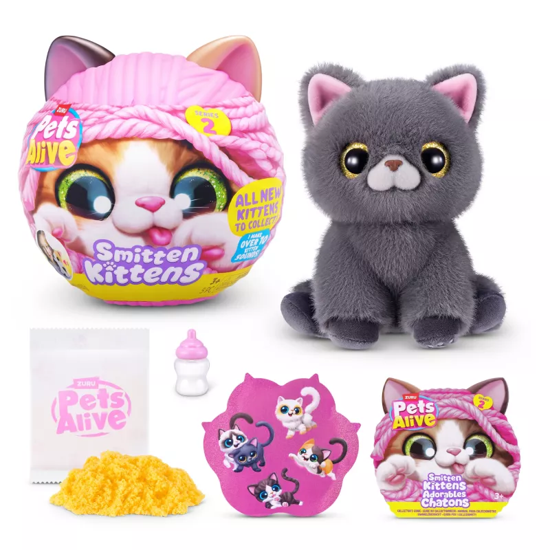 Spielzeugkatze Zuru Pets Alive Smitten Kittens Series 2 – interaktives Geräuschspielzeug, ab 3 Jahren, AAA-Batterien