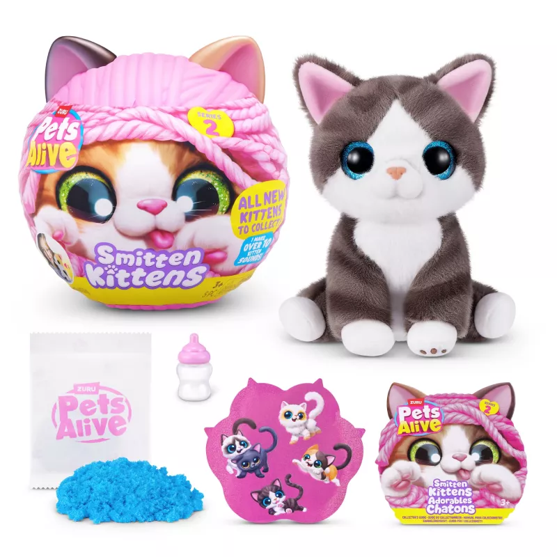 Spielzeugkatze Zuru Pets Alive Smitten Kittens Series 2 – interaktives Geräuschspielzeug, ab 3 Jahren, AAA-Batterien