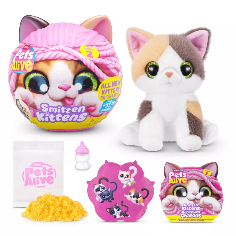 Spielzeugkatze Zuru Pets Alive Smitten Kittens Series 2 – interaktives Geräuschspielzeug, ab 3 Jahren, AAA-Batterien