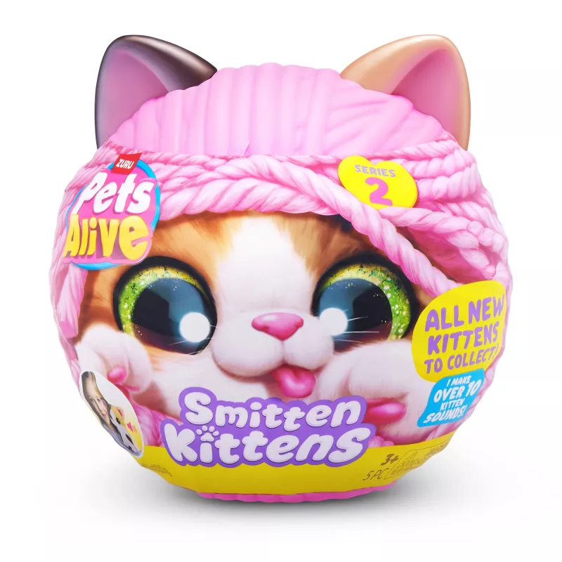 Spielzeugkatze Zuru Pets Alive Smitten Kittens Series 2 – interaktives Geräuschspielzeug, ab 3 Jahren, AAA-Batterien