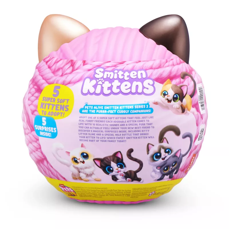 Spielzeugkatze Zuru Pets Alive Smitten Kittens Series 2 – interaktives Geräuschspielzeug, ab 3 Jahren, AAA-Batterien