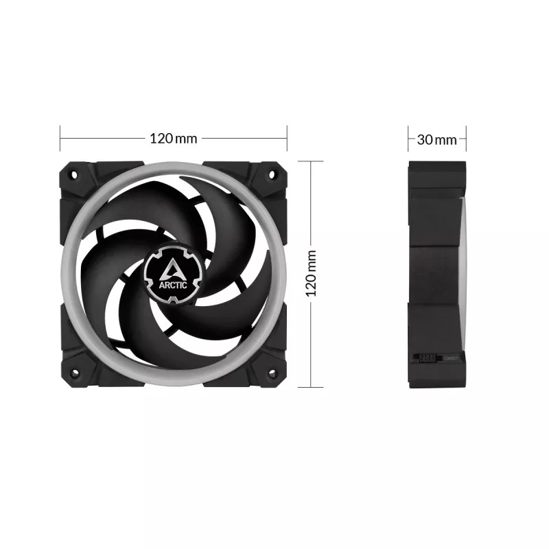 ARCTIC BioniX P120 A-RGB 120 mm Gehäuselüfter, 3er-Pack, Schwarz