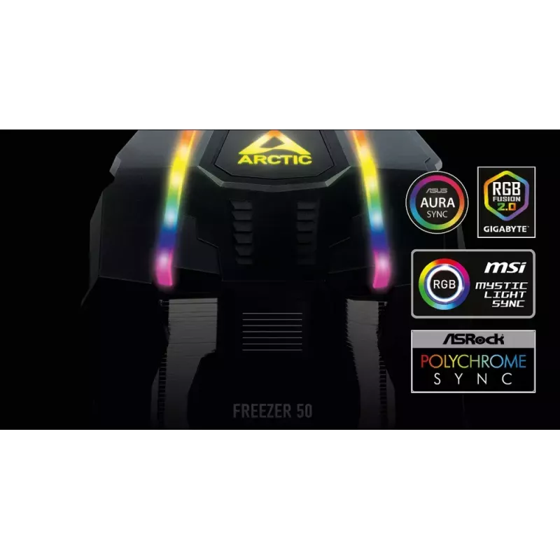 ARCTIC Freezer 50 inkl. A-RGB-Steuergerät – Multi-kompatibler Dual-Tower-CPU-Kühler mit A-RGB