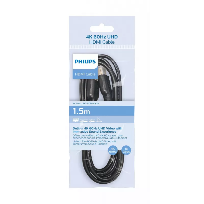 Philips SWV5510/00 HDMI-Kabel 1,5 m Typ A Stecker 18 Gbit/s Schwarz