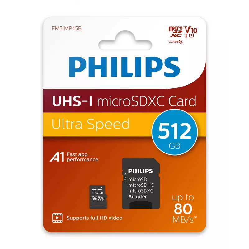 Philips FM51MP45B/00 Speicherkarte 512 GB MicroSDHC UHS-I Class 10